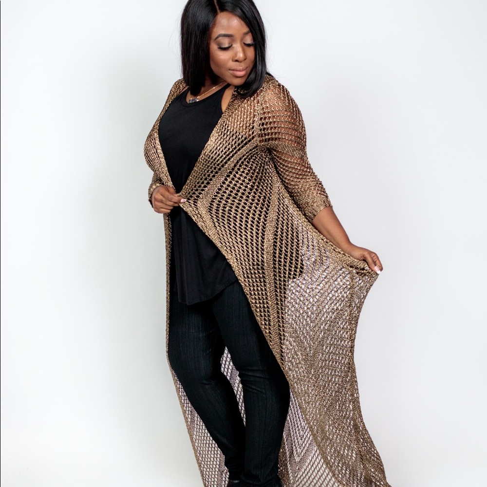 Plus Size ‘Aurelia’ Metallic Maxi Cardigan